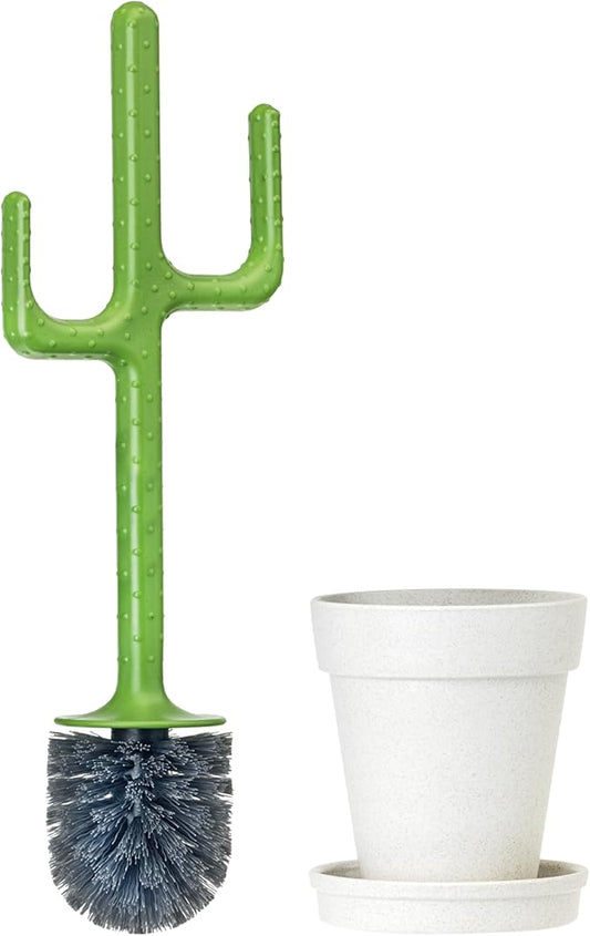 Vigar Cactus Toilet Brush Set, Toilet Brush and Holder Set with Cactus-Shaped Handle, Planter Base and Saucer for Bathroom, Home Cleaning Essentials