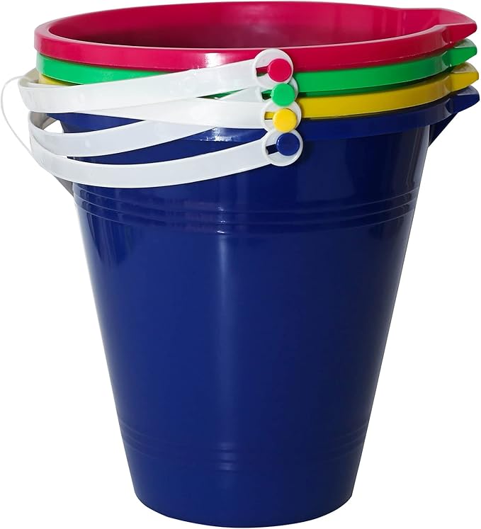 Holady Large Sand Beach Buckets Pail,Sand Bucket Water Bucket for Beach Fun Great Summer Party Accessory(4 Pack)