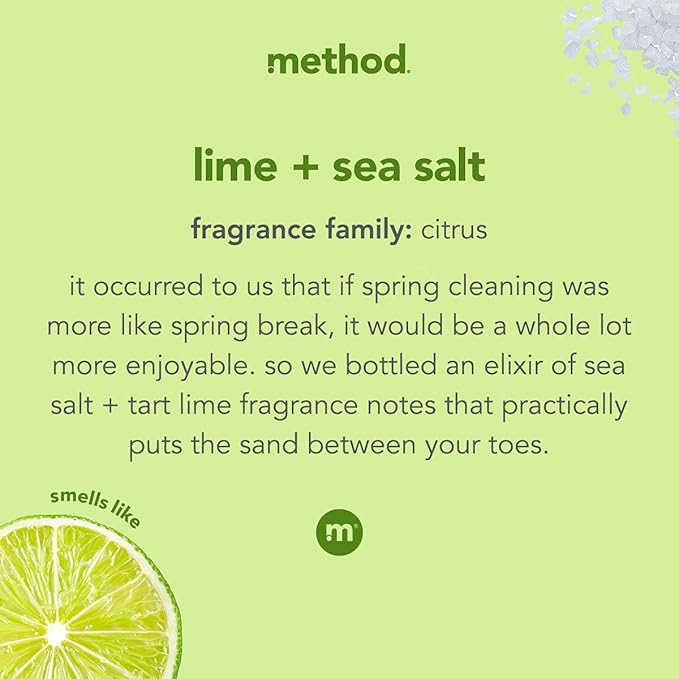 Method Gel Dish Soap, Lime + Sea Salt, Biodegradable Formula, Tough on Grease, 18 Fl Oz (Pack of 6)