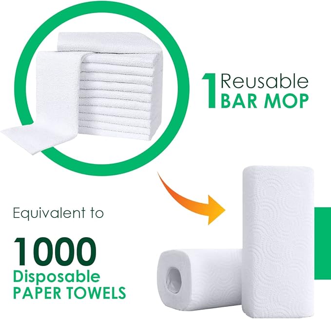 Avalon Towels Terry Bar Mop Towels (Value Pack of 36) Size 16"x19" – Absorbent and Durable, Multipurpose Cleaning Rags, Cotton Cleaning Cloths, Terry Cloth Rags, Reusable Shop Rag
