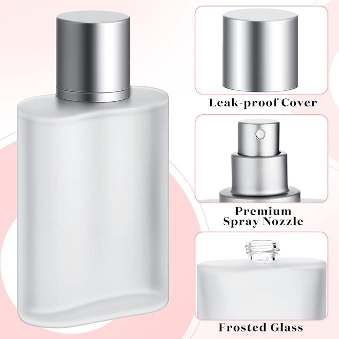 Tessco for you 6 Pcs 3.4 Ounces Perfume Bottles Empty 100ml Frosted Body Spray Glass Bottles Empty Refillable Atomizer Perfume Dispenser Fine Mist Atomizer Cosmetic Make up Container (Silver Gray)