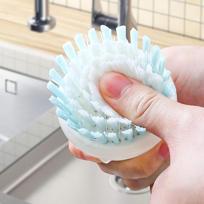 Dish Scrub Brush,Ergonomic Grip Palm Brush,Kitchen Scrub Brushes for Cleaning, Dish Scrubber with Stiff Bristles for Sink, Pots, Pans（2 Pack）