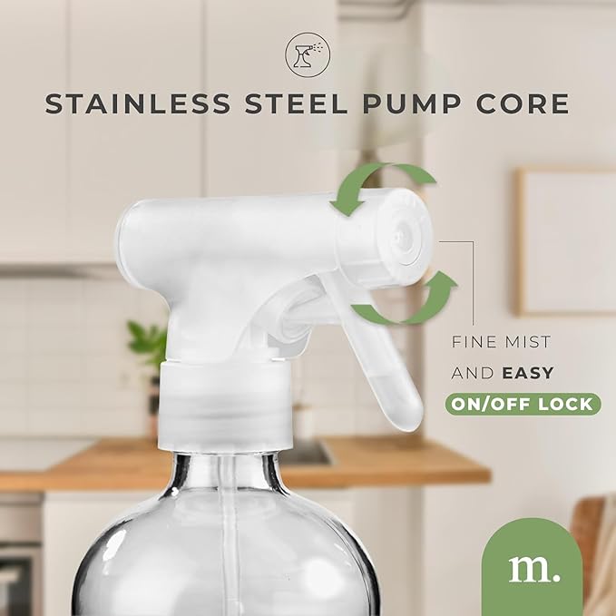 MaisoNovo Glass Spray Bottles for Cleaning - 16.9 fl oz Clear x 1 with 16 Labels