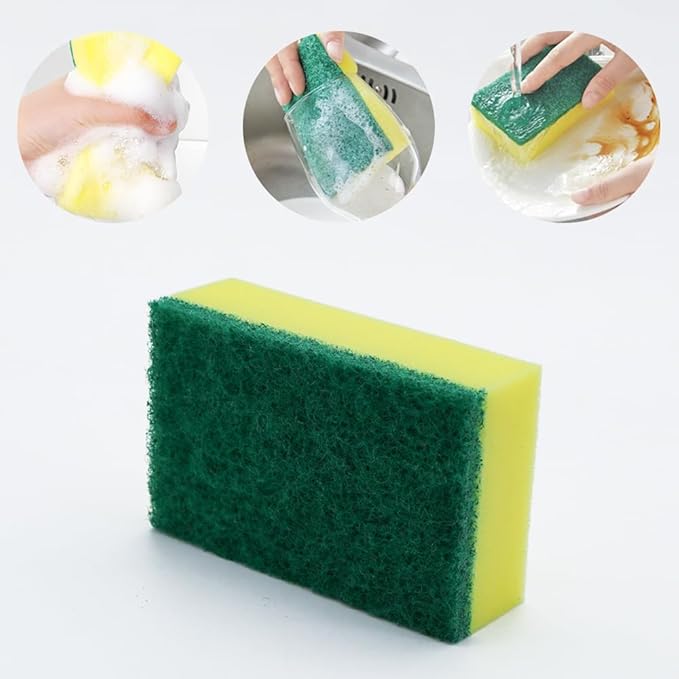 A Plus Kitchen Cleaning Sponge,Heavy Duty,Non-Scratch,High Density and for Multi-Surface Use (Homes & Offices) - 6 Pack (Yellow/Green)