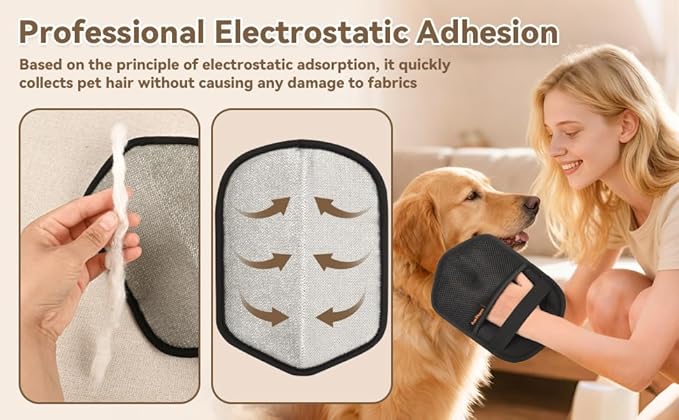 yingphia Washable Reusable Pet Hair Remover Glove for Dog & Cat Hair – Electrostatic Fur Removal Tool for Laundry, Clothes, Sofa, Carpet & Car Seats – Easy Clean Lint Remover for Pet Owners