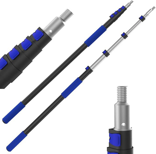SKGPOLE 26FT Reach Telescopic Extension Pole, 5-19FT Multi-Purpose Extension Pole with Universal Twist-on Metal Tip, Sturdy Aluminum Paint Roller Extension Pole for Squeegee, Paint Roller, Duster