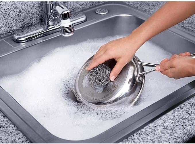 Fuller Brush Stainless Steel Scrubbing Sponges – 1-Pack (1 Set of 3 = 3 Pieces ) – Heavy Duty Kitchen Scour Sponges for Dishes, Pots & Pans