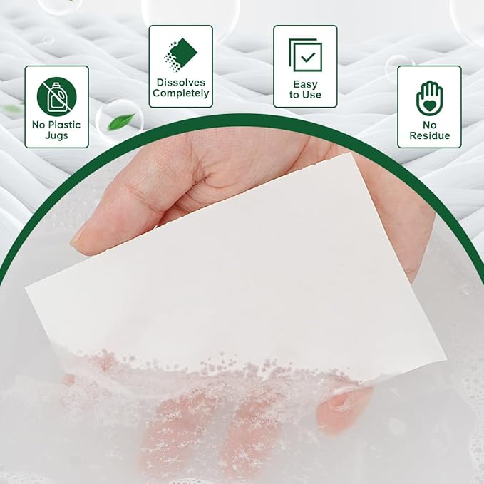 AIDEA Laundry Detergent Sheets, Fresh Linen Scent-(200 Loads) 100 Sheets, Eco-Friendly Laundry Detergent & Natural Ingredients, No Plastic Jug, Lightweight & Easy To Use For Travel, Apartments, Dorms