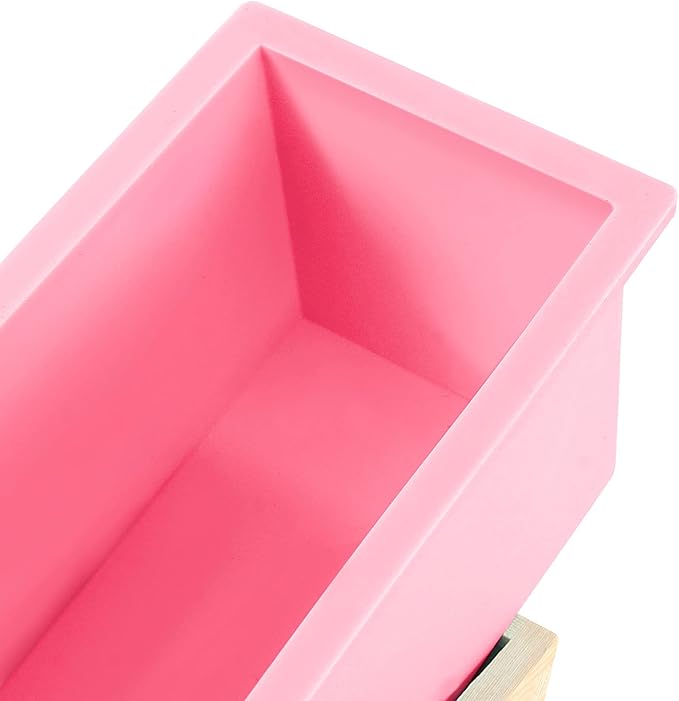 ZOENHOU 3PCS 42 oz Pink Soap Molds, Flexible Rectangular Silicone Soap Making Molds Kit with Wood Box DIY Tool Set for Soap Making Supplies