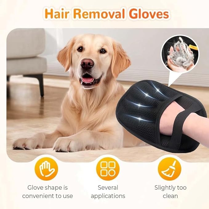 Orebog 2PCS Pet Hair Remover, Electrostatic Pet Hair Removal Gloves, Reusable Cat & Dog Hair Remover for Couch, Furniture, Carpet, Curtain, Upgraded Animal Fur Removal Tool, Cat Grooming Gloves