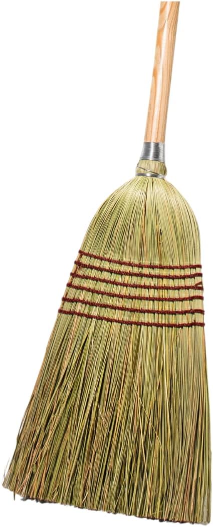 Tidy Tools Corn Broom with Wood Handle Heavy Duty Indoor Outdoor Broom (1 1/4 Inch Handle)