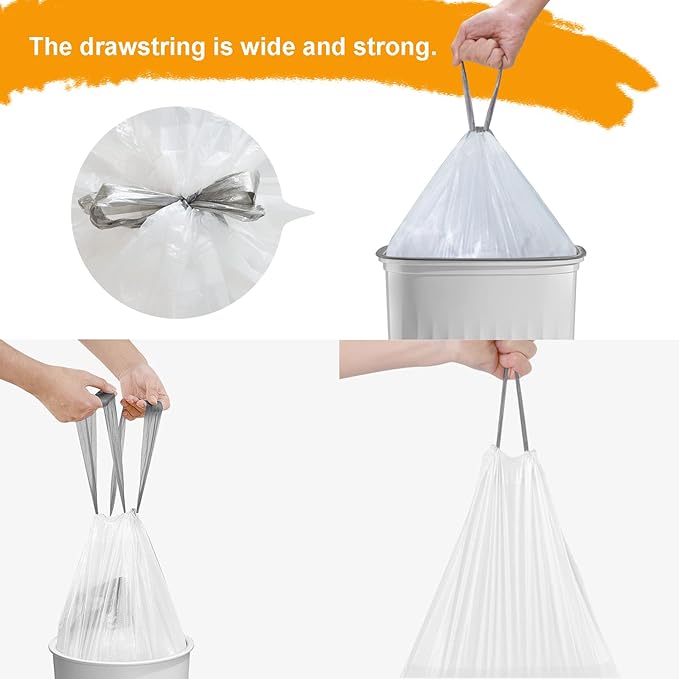 TECHSHARE Biodegradable 100 Count 6 Gallon Trash Bags, Compostable, Non-Toxic, Odorless, Leakproof, Strong and Durable, Suitable for Kitchen, Bedroom, Living Room, Bathroom, Office