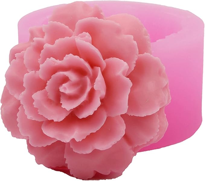 3D Carnation Candle Mold Flower Silicone Mold for Soap, Fondant, Cake Decorating, Chocolate, Candy,Ploymer Clay, Mother's Day Gift