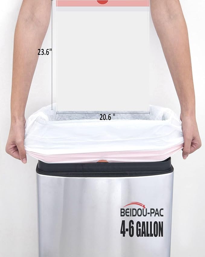 Trash Bags 4-6 Gallon Drawstring, 75 Count Garbage Bags, Medium Kitchen Trash Bags, Odorless & Heavy Duty White Plastic Food Scrap Bags for Bathroom Bedroom Office Waste