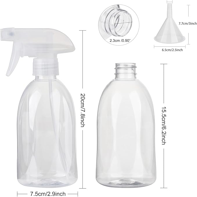 Bynccea Empty Clear Plastic Spray Bottles 13.5oz/400ml Adjustable Nozzle Mist/Stream Water Spray Bottle Heavy Duty Spraying Bottles Plant Mister Spray Bottle for Cleaning Solutions, Plants, Hair
