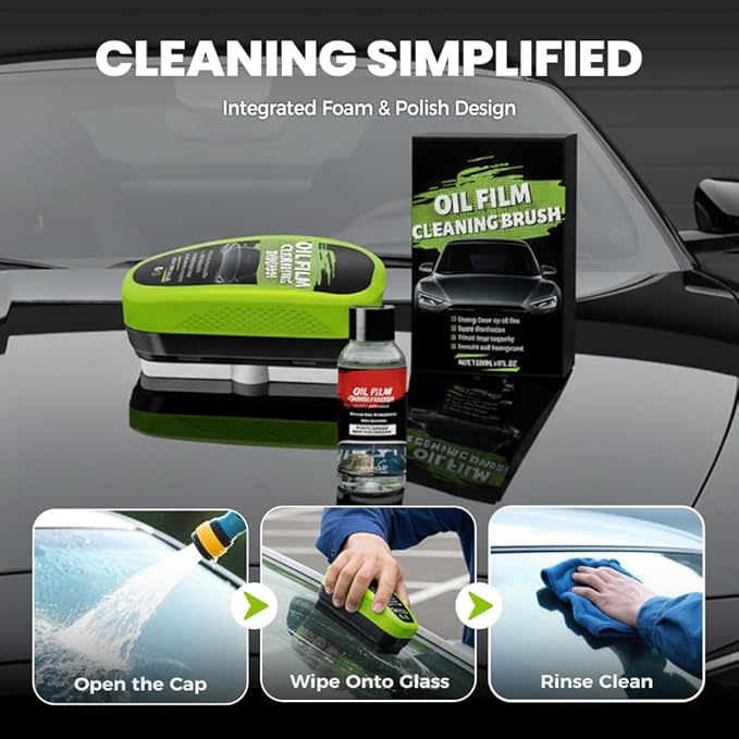 PVZXR Automotive Oil Film Cleaning Brush,Glass Cleaner, Car Windshield Cleaner, 150ml Automotive Oil Film Cleaning Brush - Preserve Clarity, Immediately See the Effects (3PCS)