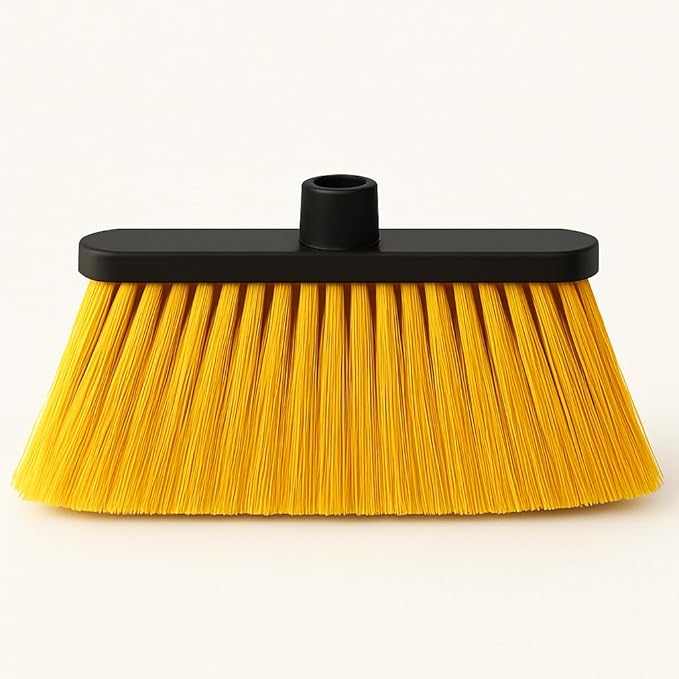 Healing Atlas LUZIA Yellow 14" Premium Broom Head – Extra Dense Soft Flagged Bristles – Deep Sweep – Universal 7/8" Thread – Recycled PP – Handle Not Included(Yellow, LUZIA)
