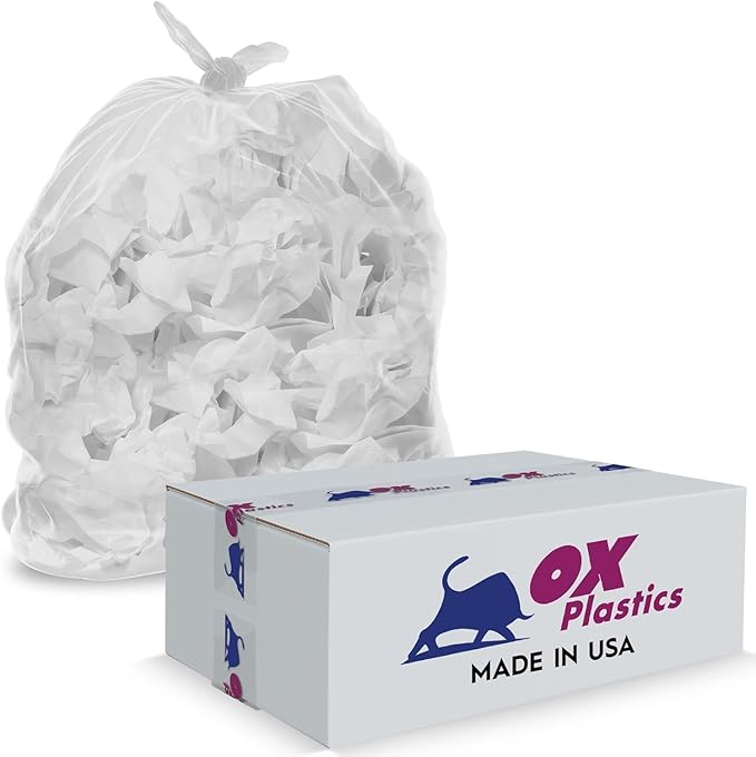 45-50 Gallon Trash Bags - (22 Microns) High Density 43"x48", 150 Count Unscented Trash Can Liners - Multipurpose Clear Garbage Bags for Bathroom, Kitchen or Office Wastebaskets Made in USA