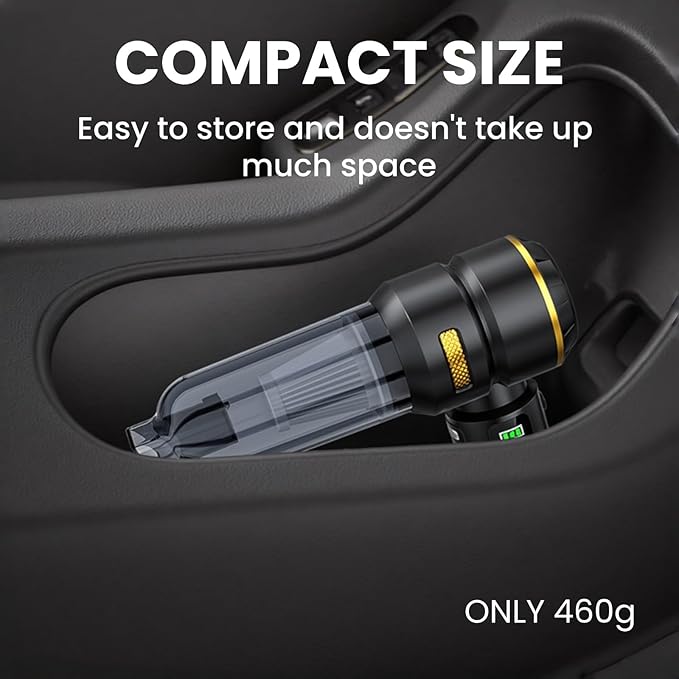 Portable Cordless Car Vacuum Cleaner,Mini Handheld Vacuum Cordless for Car,With Battery Level and Gear Display,High Power Suction of 17000PA,Large Battery Capacity and Supports Fast Charging