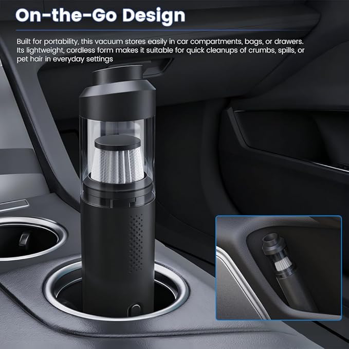 Dexmary 4-in-1 Cordless Handheld Vacuum, 19000Pa High Suction with Blowing & Inflating, Multi-Functional Car Vacuum Portable for for Pet Hair, Quick Type-C Charging Black
