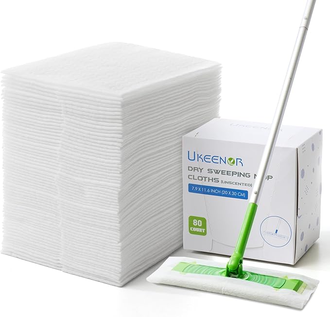 UKEENOR Dry Mop Refills 240 Count Sweeper Disposable Dusting Cloths Dry Sweeping Refills Dry Duster Cloths Mop Pads Floor Cloth Refills Electrostatic Cloths