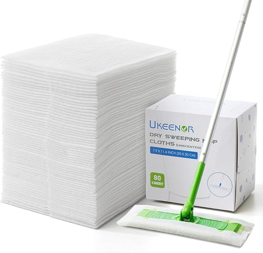 UKEENOR Dry Mop Refills 240 Count Sweeper Disposable Dusting Cloths Dry Sweeping Refills Dry Duster Cloths Mop Pads Floor Cloth Refills Electrostatic Cloths