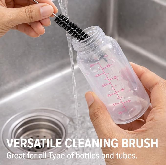 Long Straw & Pipe Cleaning Nylon Brushes | 10 Brush Set 8 inches | Flexible, Non-Scratch, Rust-Resistant Steel Handle | Reusable Straws, Pipes, Tubes, Bottles etc