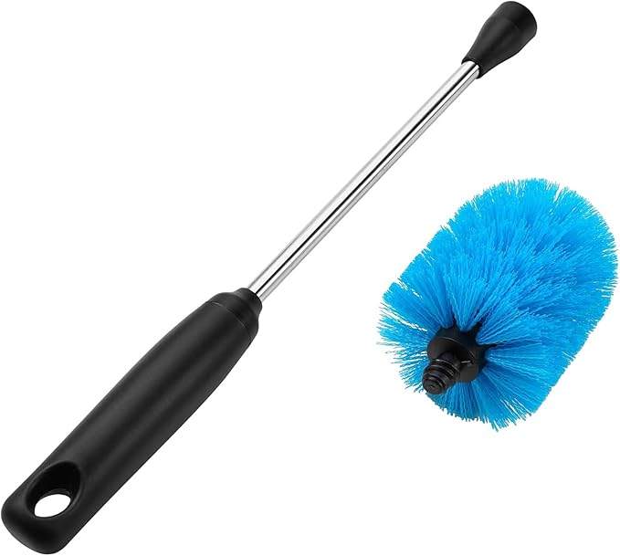 MOSOLAN Stainless Steel Bottle Brush with Replaceable Head, Long Handle Scrub Brush for Water Bottles, Glasswares, Mugs, Flasks, Tumblers, Vases, and Kitchen Sink, 2 Pack, 13 in