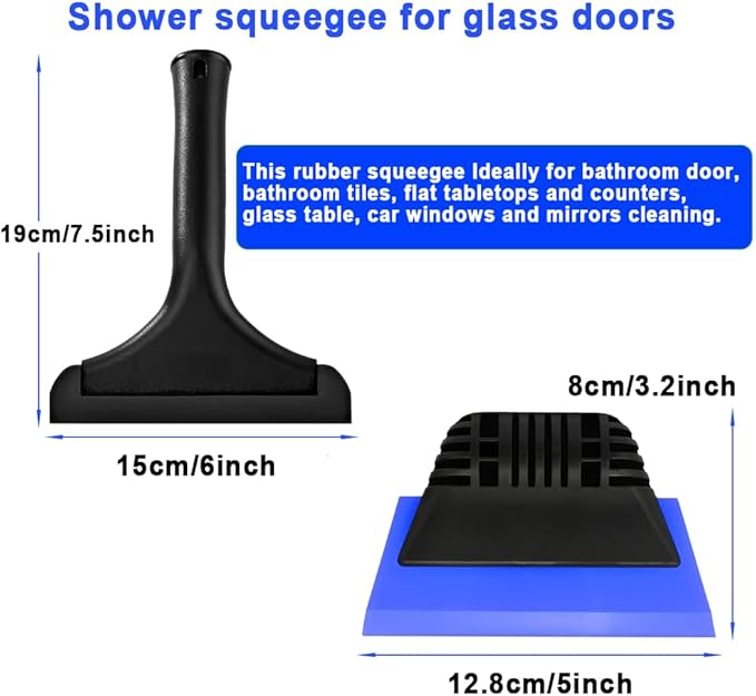 Cotonlake Window Tint Tool All-Purpose 6" Silicone Cleaning Squeegee 5 inch Handy Small Rubber Window Squeegee Auto Water Blade for Car Windshield, Window, Mirror, Glass Door,Shower (Black and Blue)