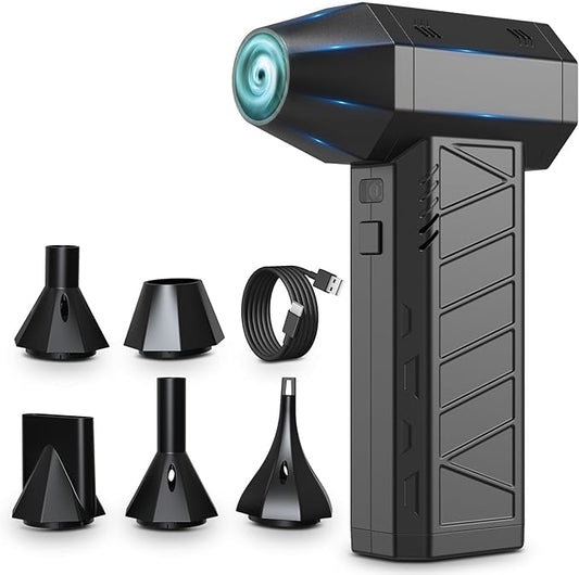 Think Buddy Compressed Air Duster Air Gun - Powerful Cordless Rechargeable 4-Gear Adjustable Air Blower with LED Lighting, for Computer, Keyboard, Car, Outdoor