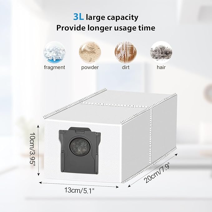 16 Count Dust Bags for Dreame X50/X40/X30 Ultra/L10 Ultra Gen 3/L10s Ultra Gen 2/L10s Pro/Aqua10 Ultra/X40/X50 Master & Mova E30 Ultra/E40 Ultra/Z50 Ultra/V50 Ultra/P50/P50s Ultra Vacuum Cleaner