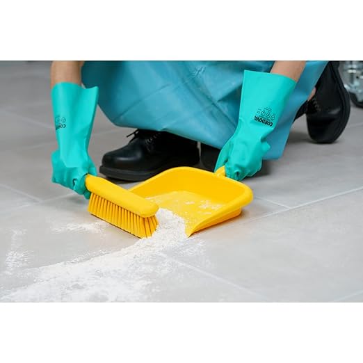 SPARTA Large Handheld Dustpan with Hanging Hole, Heavy-Duty Plastic Dustpan with Wide Lip for Countertops and Surfaces, Plastic, 10 Inches, Yellow