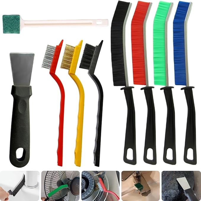 9Pcs Cleaning Brush Set, Small Space Hard Brush, Household Cleaning Product, Suitable for Small Gap Brush Set of Kitchen and Bathroom Tiles