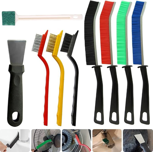 9Pcs Cleaning Brush Set, Small Space Hard Brush, Household Cleaning Product, Suitable for Small Gap Brush Set of Kitchen and Bathroom Tiles