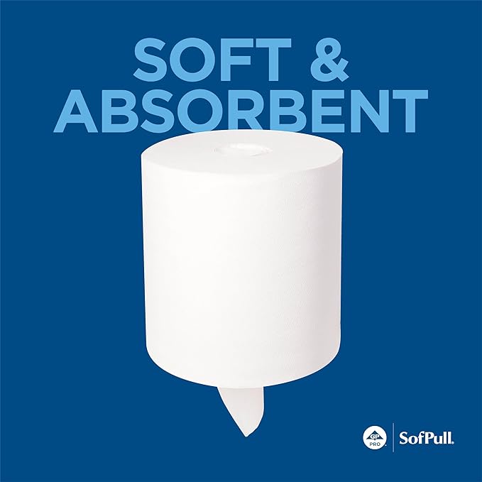 SOFPULL CENTERPULL HIGH-CAPACITY PAPER TOWELS BY GP PRO (GEORGIA-PACIFIC), 28143, WHITE, 4 ROLLS PER CASE, 567 TOWELS PER ROLL