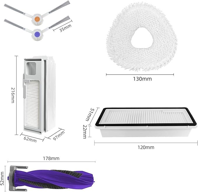 aoteng Replacement Accessories Kit for Narwal Freo X Ultra Robot Vacuum Cleaner 18 Packs 2 Main Brush, 4 Filters, 6 Side Brushes, 4 Mop Cloths, 2 Dust Bags