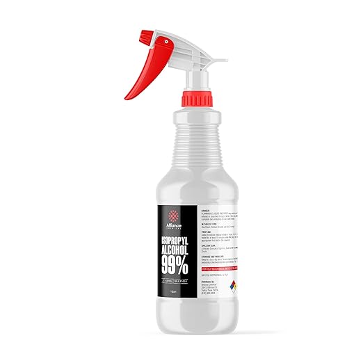 Alliance Chemical Isopropyl Alcohol 99% - 1 Quart Spray Bottle - High-Purity Concentrated Rubbing Alcohol for Effective Cleaning - Quick-Drying, Domestically Sourced IPA