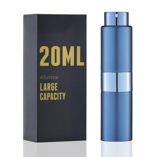 Perfume Travel Refillable Atomizer Bottle: Cologne Spray Mini for Refill - Empty Fragrance Sprayer for Men - Large Size 20ML Blue