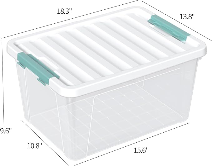 4-pack 35 Quarts Large Latching Storage Boxes, Clear Plastic Organizer Tote Bins with Lids