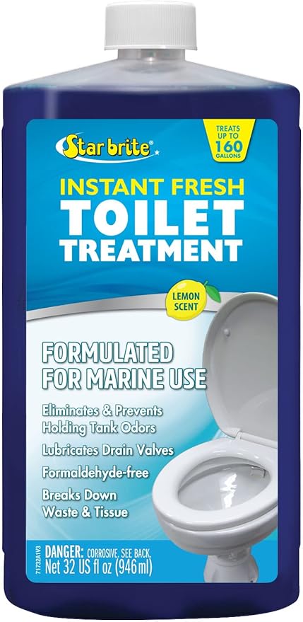 STAR BRITE Instant Fresh Toilet Treatment - Lemon Scent, Odor & Waste Control, 32oz (071732)