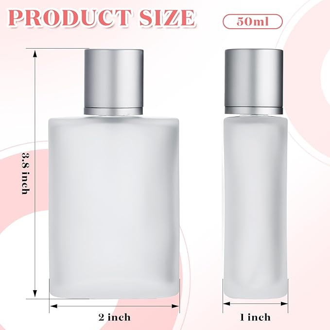 Tessco for you 12 Pcs 1.7 Ounces Perfume Bottles Empty Frosted Glass Spray Bottles 100ml Refillable Atomizer Perfume Dispenser Fine Mist Atomizer Cosmetic Make up Container(Silver Gray)