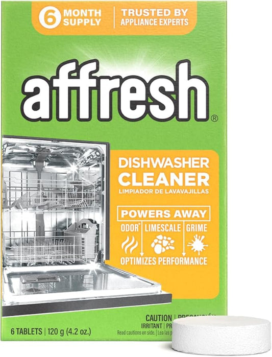 Affresh Dishwasher Cleaner, Helps Power Away Odor Causing Bacteria, Limescale, Mineral Deposits & Grime Inside Pump, Tub & Hoses, 6 Tablets, 6 Month Supply