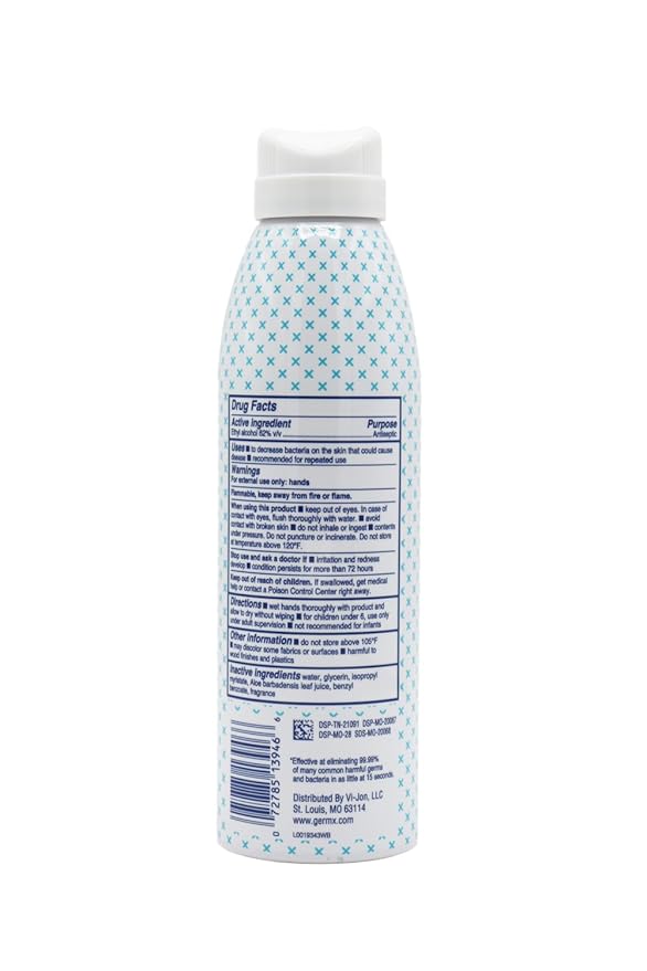 Germ-X Original Hand Sanitizer Spray, 5.5 Oz (Pack of 6), Less Drying & Moisturizing, No Rinse Formula, Fresh Scent, Formulated without Parabens