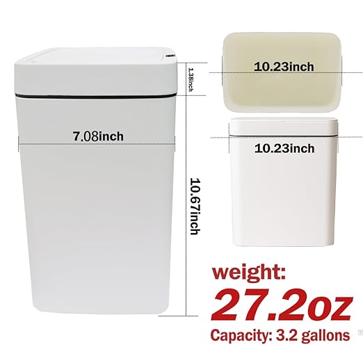 Two Green Smart Sensor Trash cans with a Capacity of 3.2 gallons, Supporting Multiple Opening Methods, Waterproof Design, Anti Odor Design, Fast Response, Suitable for Kitchens,bedrooms,Offices, etc