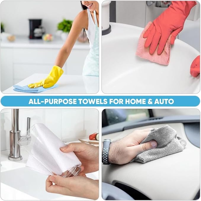 MRIGHT Gray Microfiber Cleaning Cloths Roll, 12x12 Inch, 60 Sheets-2 Rolls, Reusable, Machine Washable, Super Absorbent, Lint Free, Tear Away Design (2)