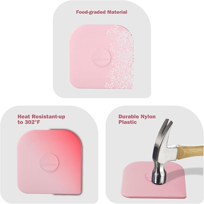 Pan Scraper, 5 Pcs Pot Scraper Plastic, Pot Scraper Non Scratch for Cast Iron, Pot and Pan Cleaning, Sturdy Scraper Kitchen Tool, Pink
