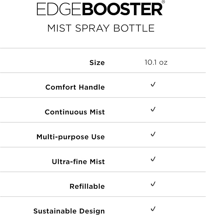 Style Factor Edge Booster Mist Spray Bottle for Hair (10.1oz/300ml) - Continuous Ultra Fine Mist Sprayer – For Hairstyling, Salons, Cleaning, Plants, Essential Oil & More - Pink
