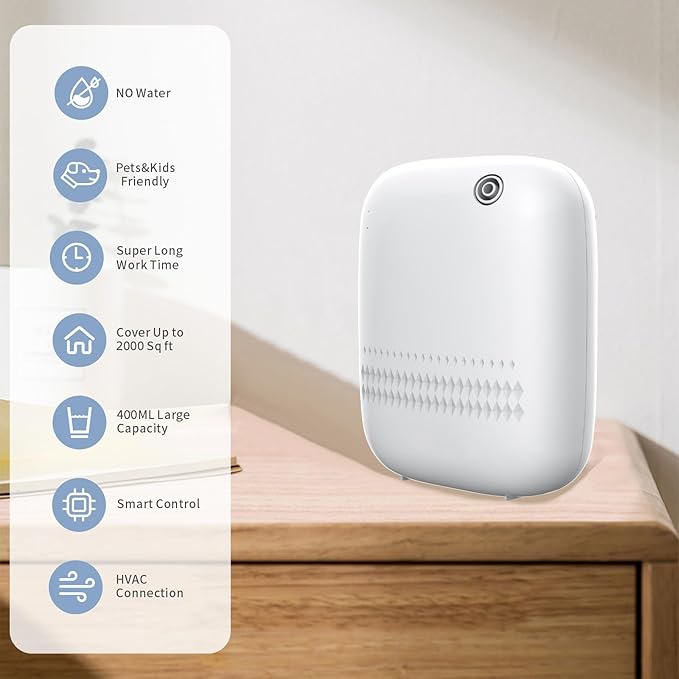 Upgraded Scent Air Machine for Home Cover Up to 2000 sq.ft, Hotel and Commercial Use Essential Oil Diffuser 400ML, Waterless Cold Air Diffuser for Home, Office