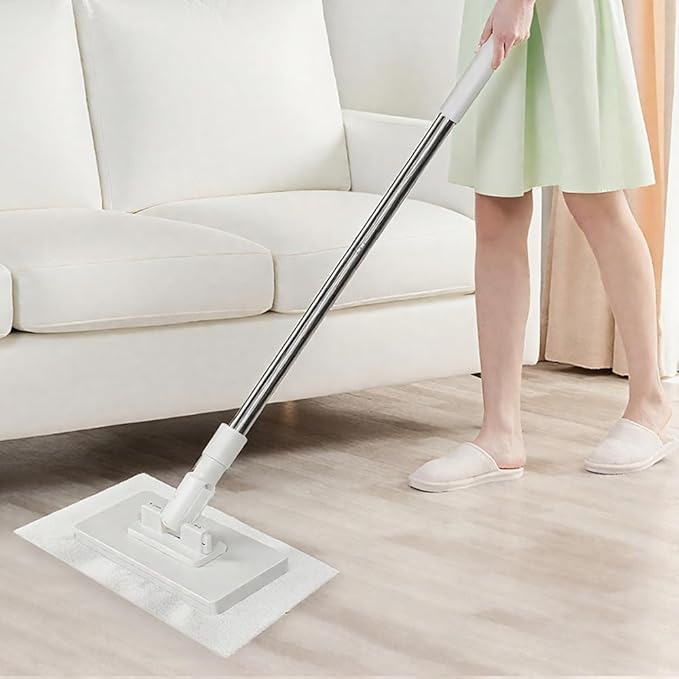 Jurfest Small Mop, Long Handle Stick Lazy Mops with One-Click Cloth Change, Locking Head with Sweeping Cloths for Wet & Dry Cleaning (1*mop+10*Cloth)