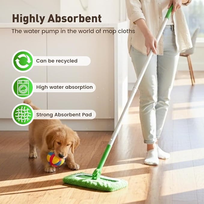 Reusable Mop Pads, Reusable Microfiber Mop Pads Compatible with Sweeper Mops, Replacement Wet Mopping pad Refills & Washable Dry Sweeping Cloths for Surface/Hardwood Floor Cleaning (Blue-8PCS)